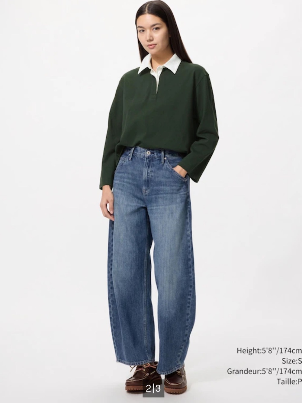 Uniqlo Women's Washed Cotton Polo Long Sleeve Shirt